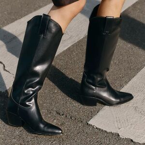 Zara real leather cowboy boots size 8